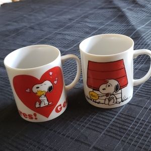 Snoopy and Woodstock Coffee Mugs.